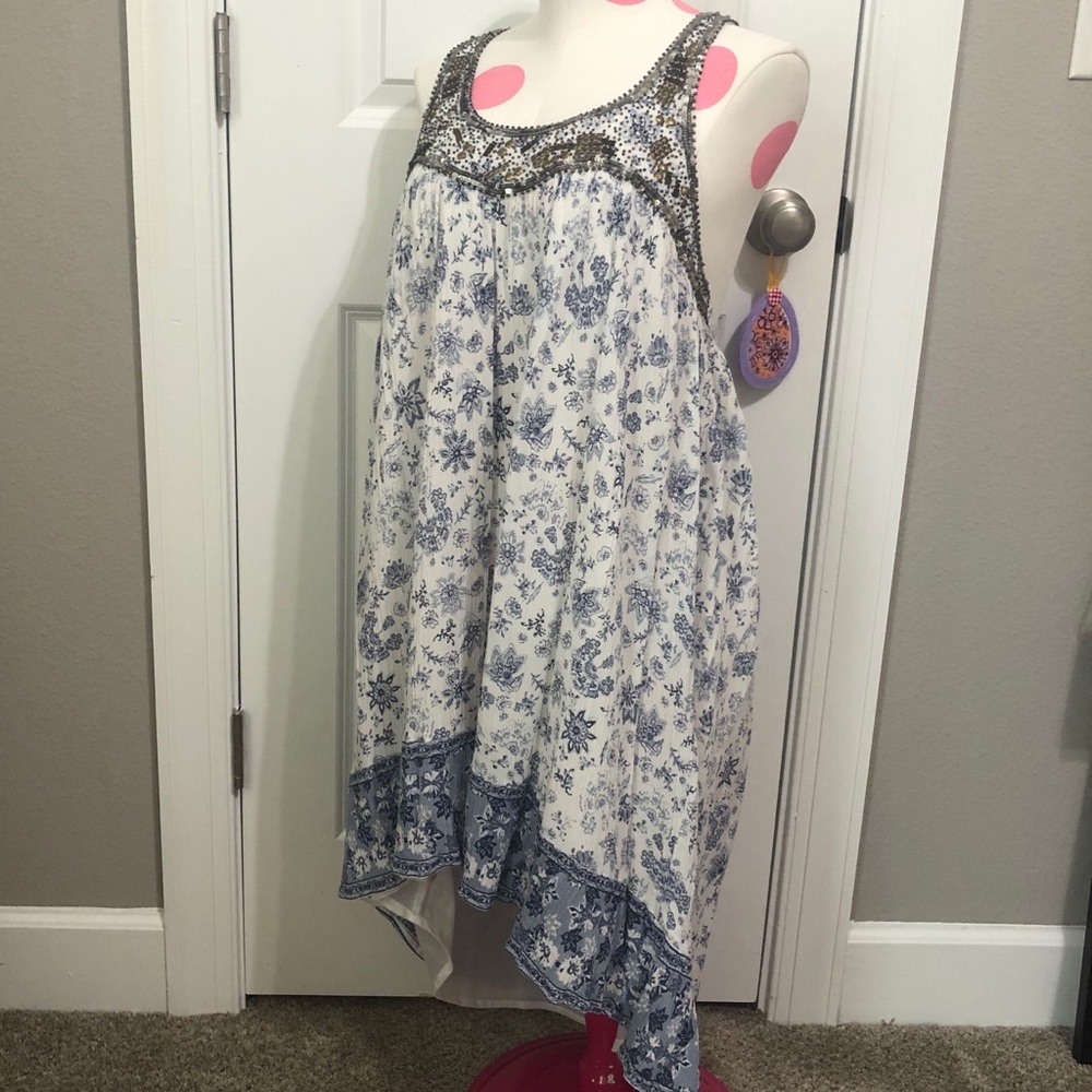 Altar'd State Dress Beaded Floral blue